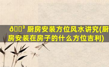 🌳 厨房安装方位风水讲究(厨房安装在房子的什么方位吉利)